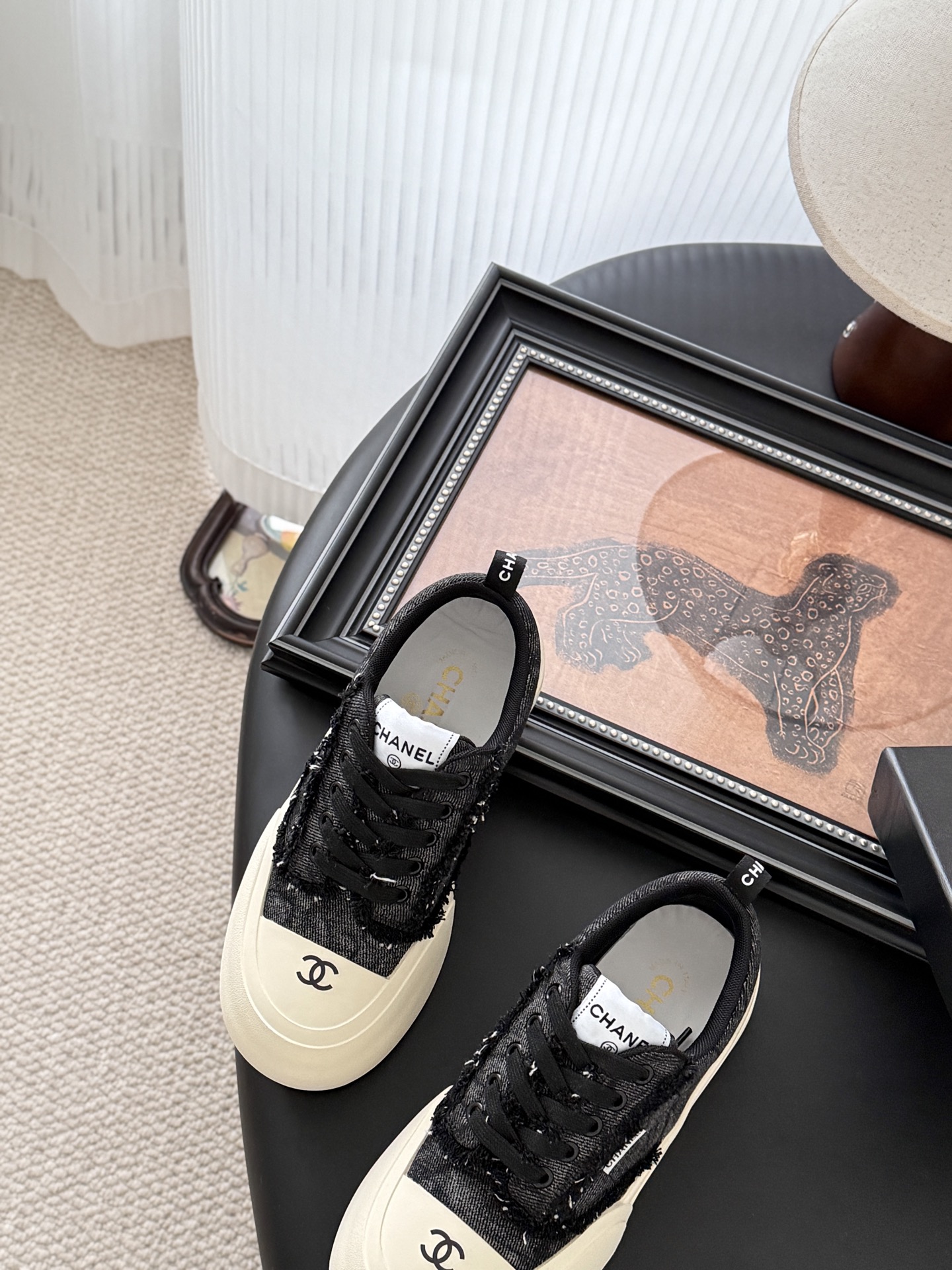 Chanel Women's Black Tweed Sneakers Classic Lace-Up Casual Shoes Size 35-40 7 i1757543228453 5237 0 5