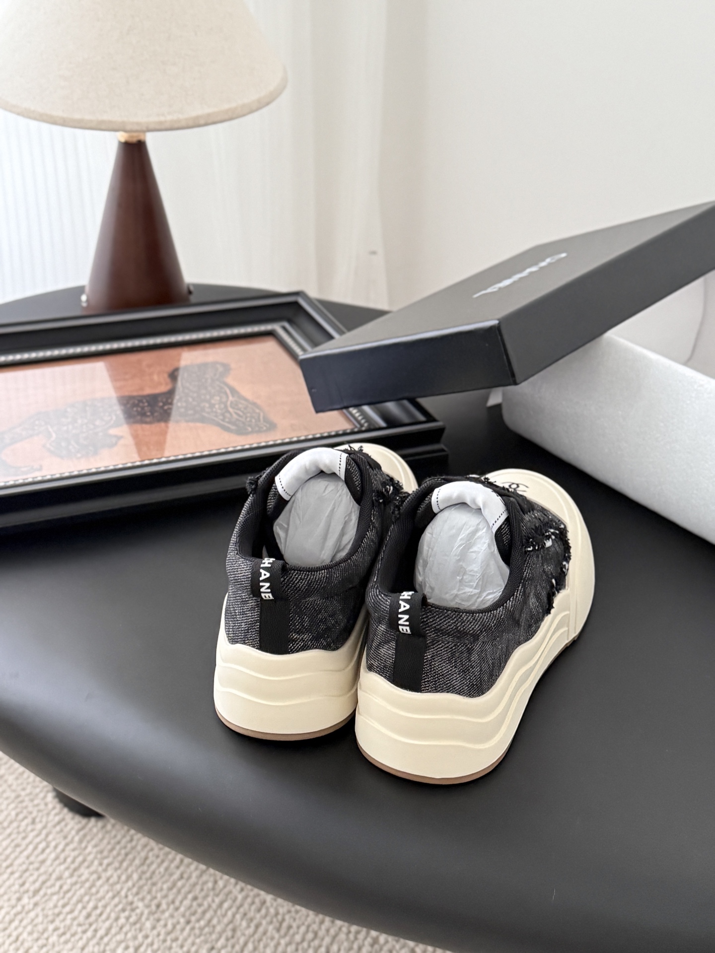 Chanel Women's Black Tweed Sneakers Classic Lace-Up Casual Shoes Size 35-40 4 i1757543228455 5057 0 2