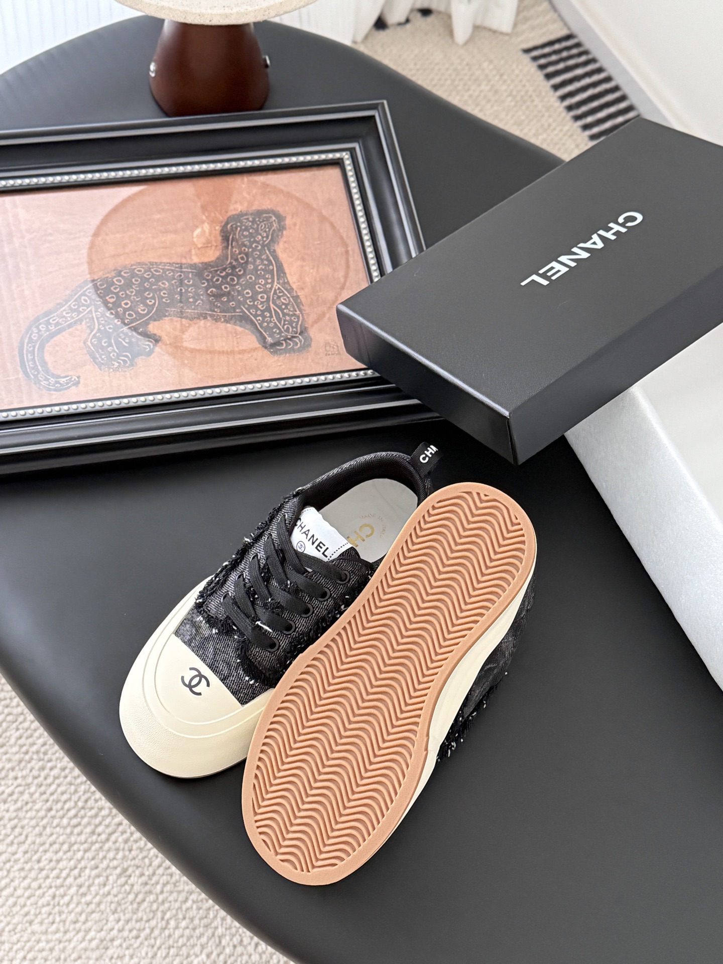 Chanel Women's Black Tweed Sneakers Classic Lace-Up Casual Shoes Size 35-40 6 i1757543228483 7480 0 4