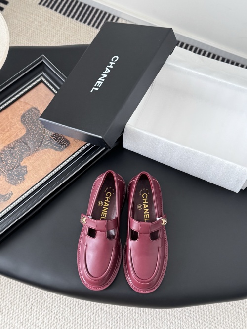 Chanel Mary Jane Oxford Flats Leather Bordeaux Women's Shoes Size 35-40 1 Chanel Mary Jane Oxford Flats Leather Bordeaux Women's Shoes Size 35-40