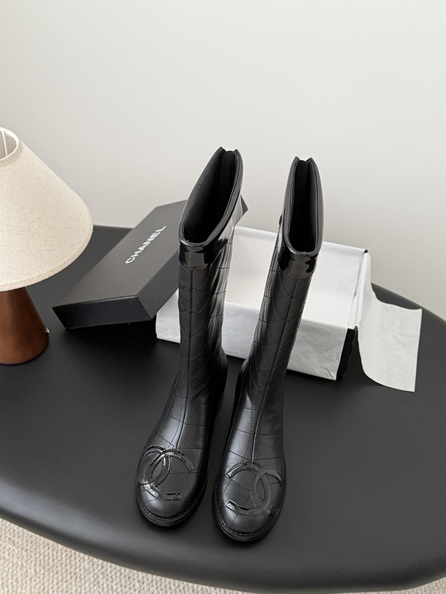 Chanell Vintage Ankle Boots: Elegant Leather Boots, Comfortable Sheepskin Lining