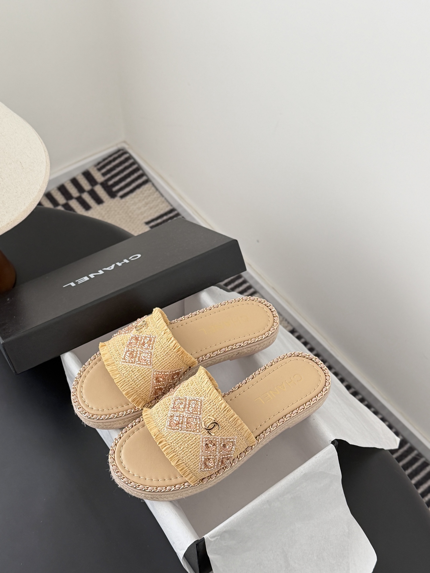 Chanel 26C春夏新款全系列链条拖鞋全系列首发 专柜有的我都有！高版本高品质鞋面牛皮/原版面料 内
