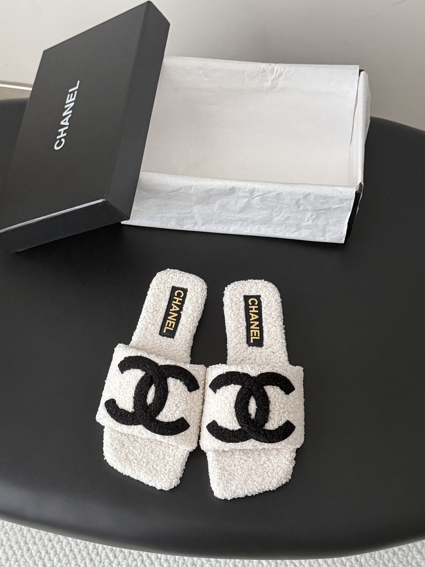 Chanel CC Logo Slide Sandals