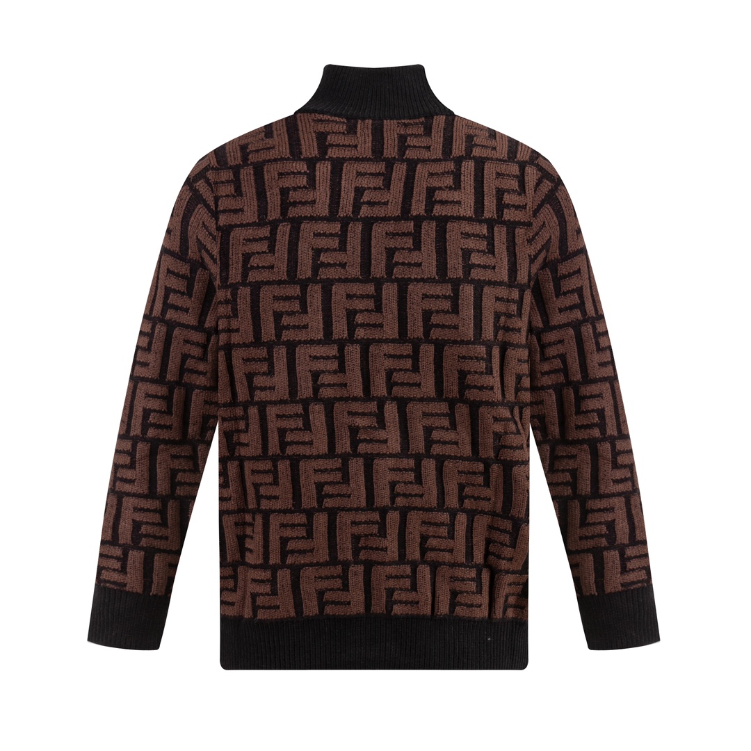Fendi SS24 High-Quality Knit Dress: Brown & Black, Classic Design with Branded Details - 图片 9