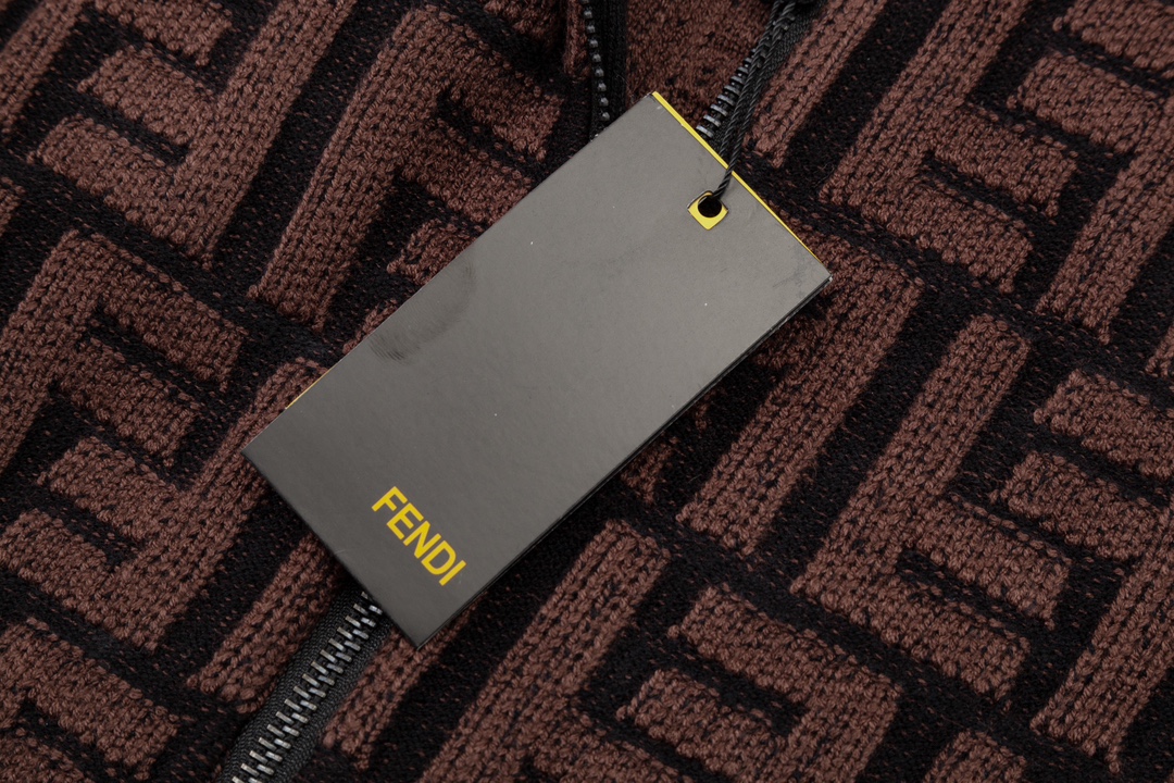 Fendi SS24 High-Quality Knit Dress: Brown & Black, Classic Design with Branded Details - 图片 3