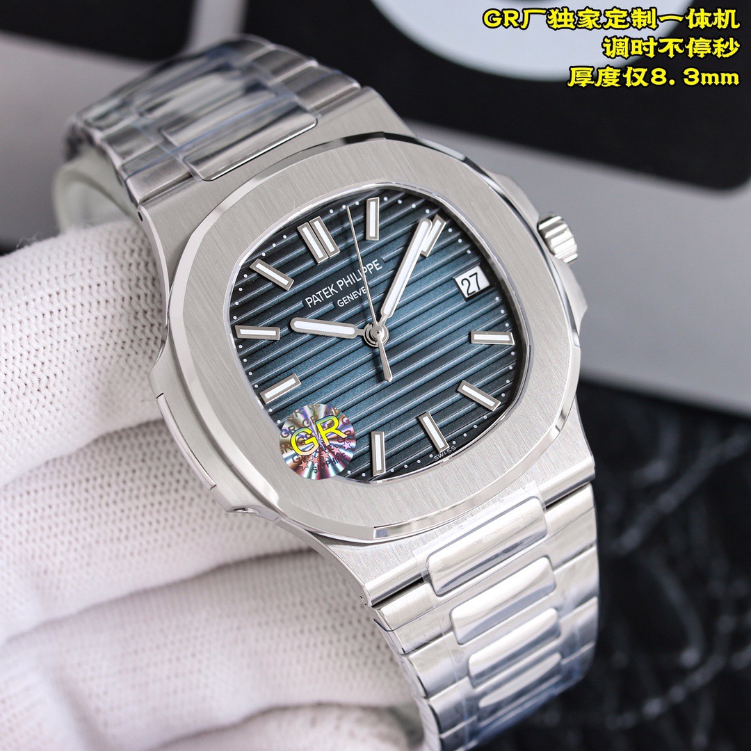 NO:727081,White steel rose gold (new buckle) [PATEK PHILIPPE] Patek Philippe Elegant Sports Series 5711/1A Nautilus, produced by PP factory, special offer, non-stop seconds, the king of steel watches, the king of steel watches with the thinnest replica version 5711 Nautilus, the best detoxification solution on the Internet!  In terms of details, 1. The exclusive customized version of the 9015 integrated Cal. 324 automatic non-stop seconds movement, the time adjustment and non-stop seconds function, and the position of the balance wheel are consistent with the official automatic machine. 2. 316L steel belt custom-grade ergonomic strap!  The beads in the steel band are diamond-shaped, and the top steel band is combined with the genuine product. 3 Nautilus classic blue plate, currently improved to the same color as the genuine product, upgraded luminous effect on the dial, welcome to compare 4 diameter 40 mm, thickness only 8.3 mm, the same as the original thickness. Wearing 5711/1A not only shows youthful vitality, but also exudes a strong sense of calmness from the inside out. It is a well-deserved 'King of Steel Watches'!  Welcome for your tasting!  (Make sure it is produced by PP),,patek philippe19860909白钢玫瑰金（新扣）【PATEK PHILIPPE】百达翡丽 优雅运动系列5711/1A鹦鹉螺,PP factory出品,特惠,不停秒,钢表之王,复刻届最薄的钢表之王5711鹦鹉螺,全网最佳解毒方案！细节方面 1机芯独家定制版9015一体Cal.324自动不停秒机芯,调时不停秒功能,摆轮位置均与官方一致自动机械. 2钢带316L定制级人体工程学表带！钢带中珠是钻石型的,顶级钢带与正品相结合. 3鹦鹉螺经典蓝盘,目前改进与正品一致的颜色,升级表盘夜光效果,欢迎对比 4直径40毫米,厚度仅8.3毫米等同原装厚度 佩戴5711/1A既彰显青春活力,又由内而外散发出一股浓浓的沉稳气息,是一款当之无愧的『钢表之王』！欢迎您的品鉴！（认准PP出品),,patek philippe,Watch