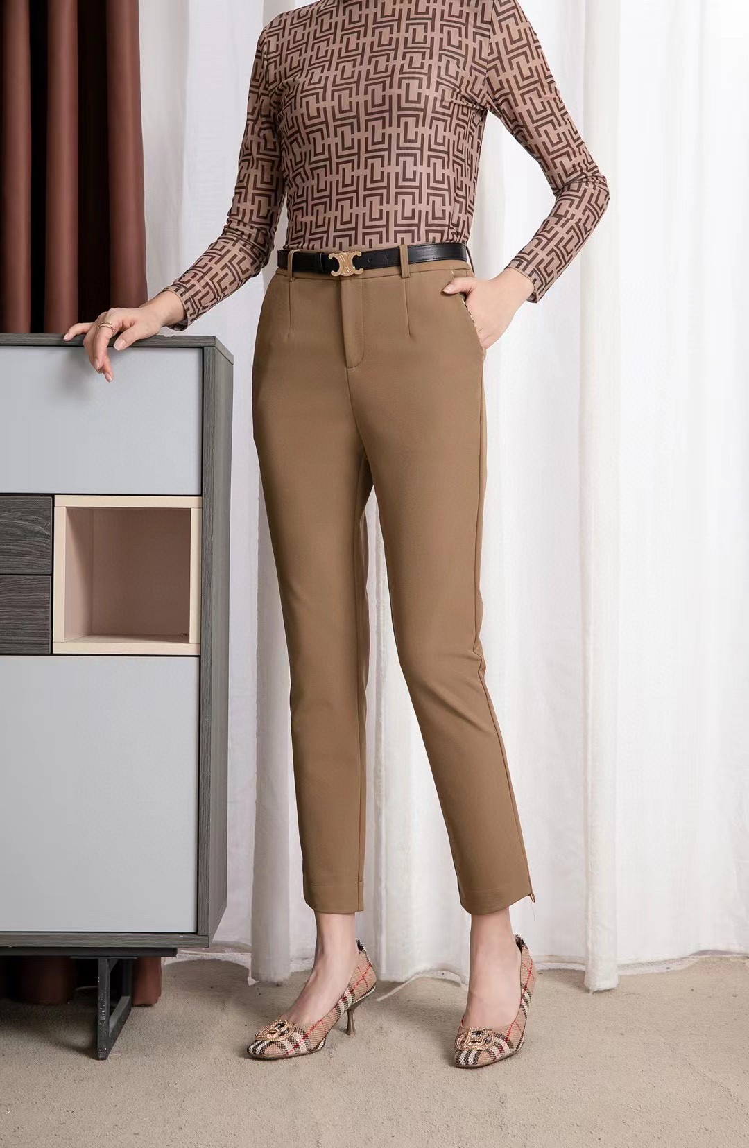 Elegant High-Waisted Ankle Pants for Women | Business Casual Style