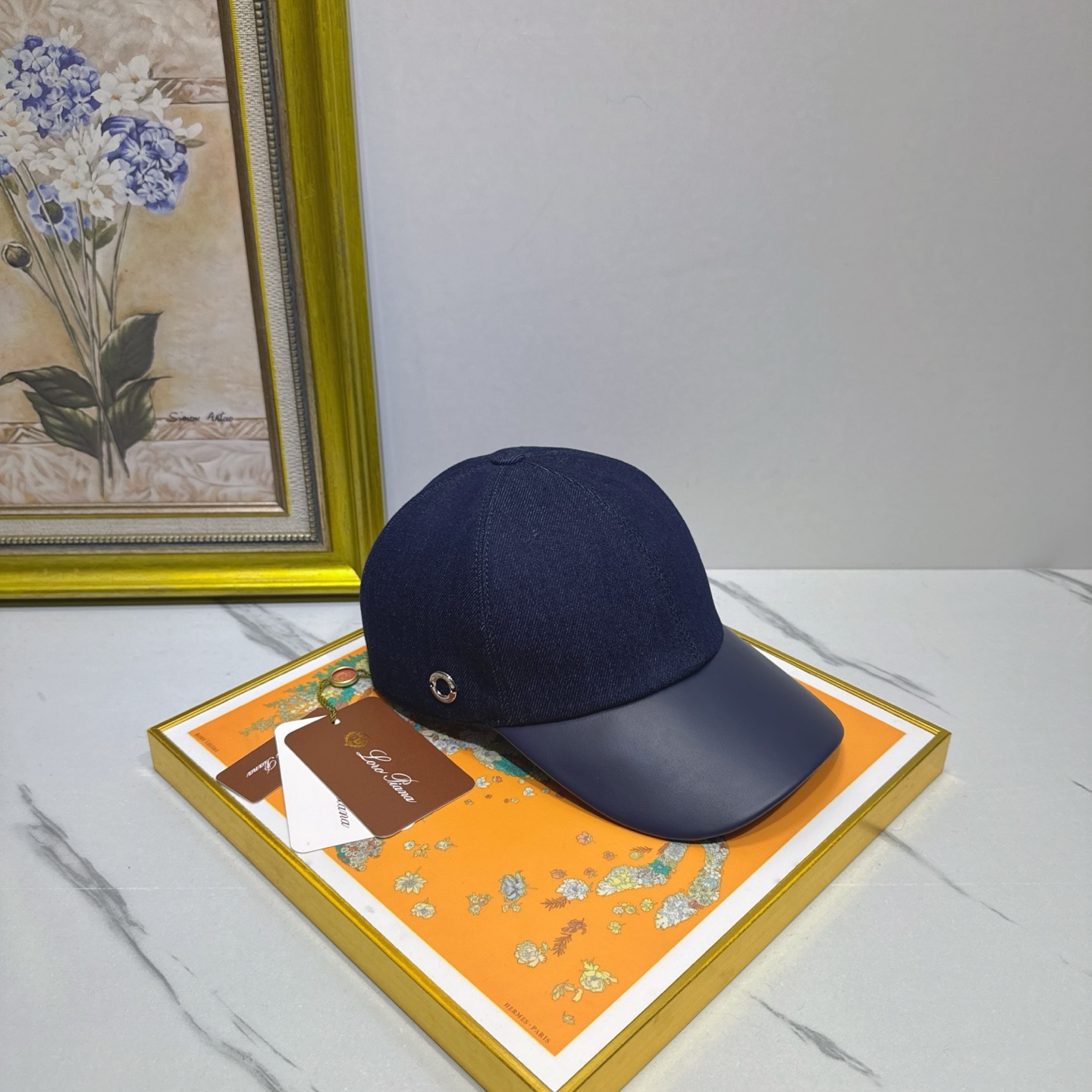 Мужская бейсболка с кожаным козырьком Loro Piana