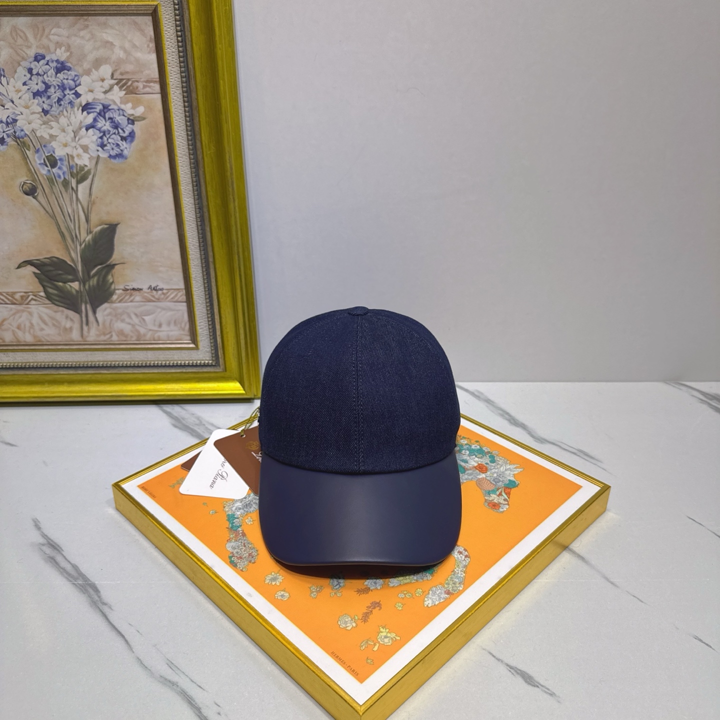Мужская бейсболка с кожаным козырьком Loro Piana