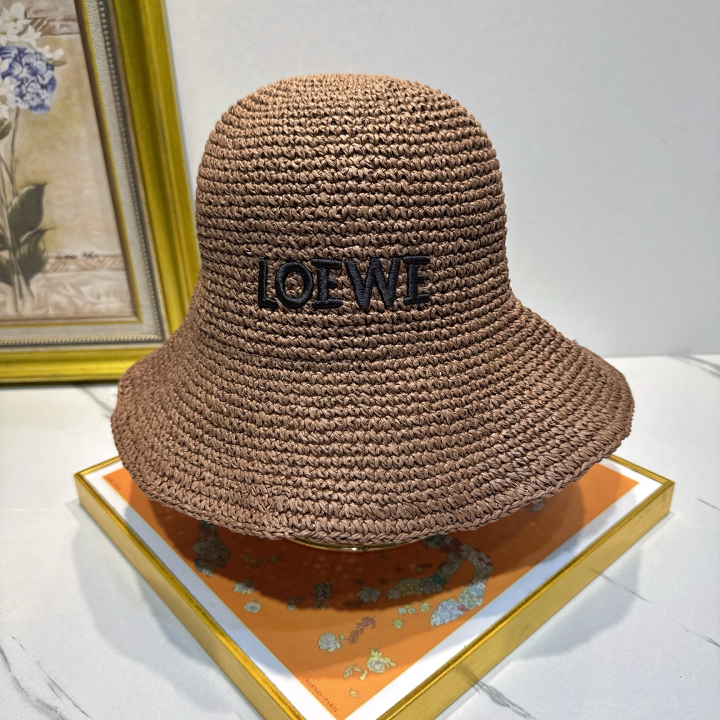 罗意威 新款LOEWE编织草帽，质感超好，外部线条定位标准，做工精细，简约大气低价走量！❤️❤️