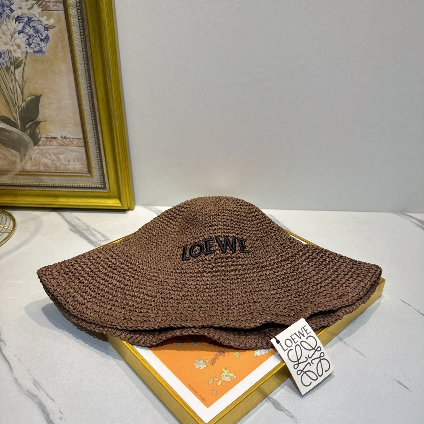 罗意威 新款LOEWE编织草帽，质感超好，外部线条定位标准，做工精细，简约大气低价走量！❤️❤️