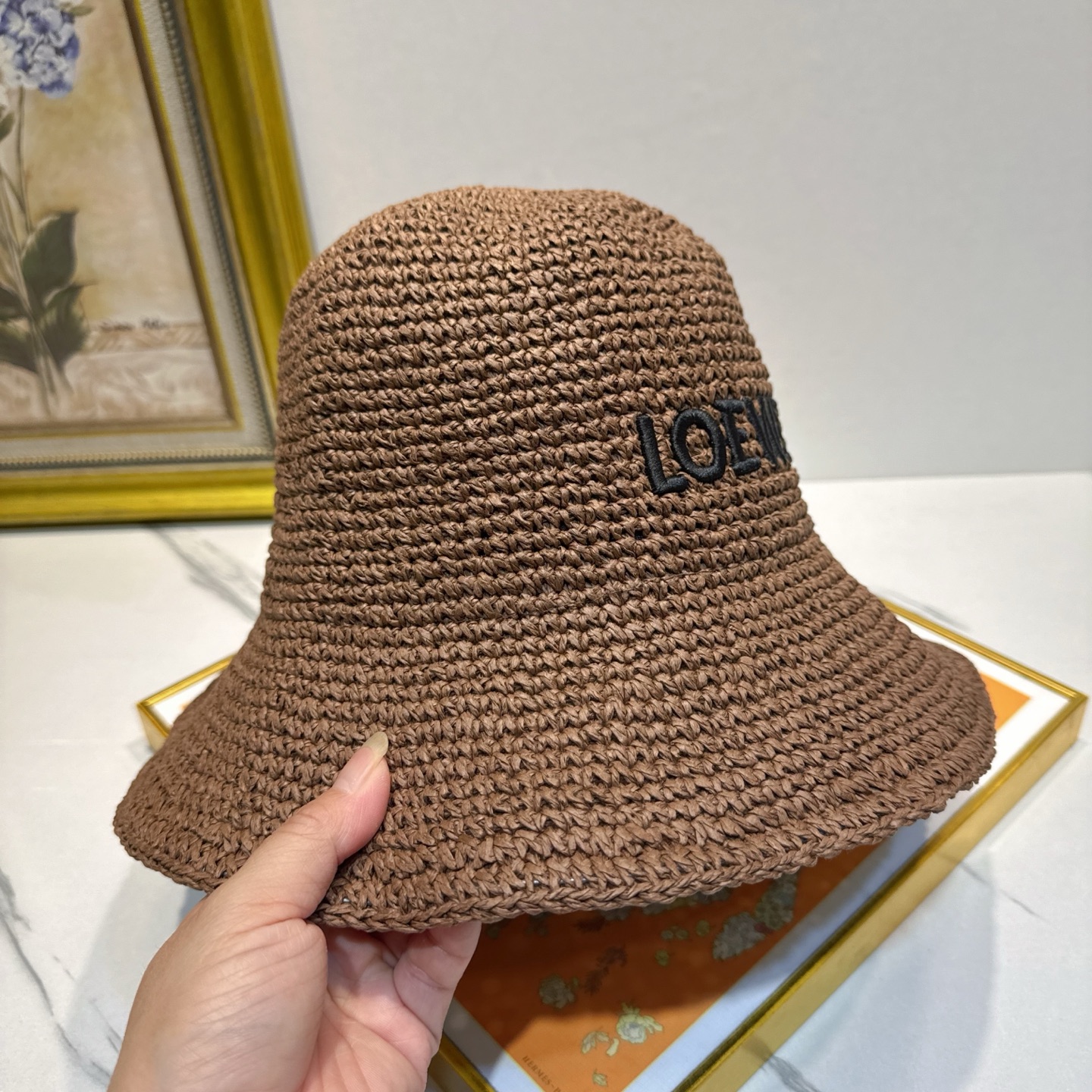 罗意威 新款LOEWE编织草帽，质感超好，外部线条定位标准，做工精细，简约大气低价走量！❤️❤️