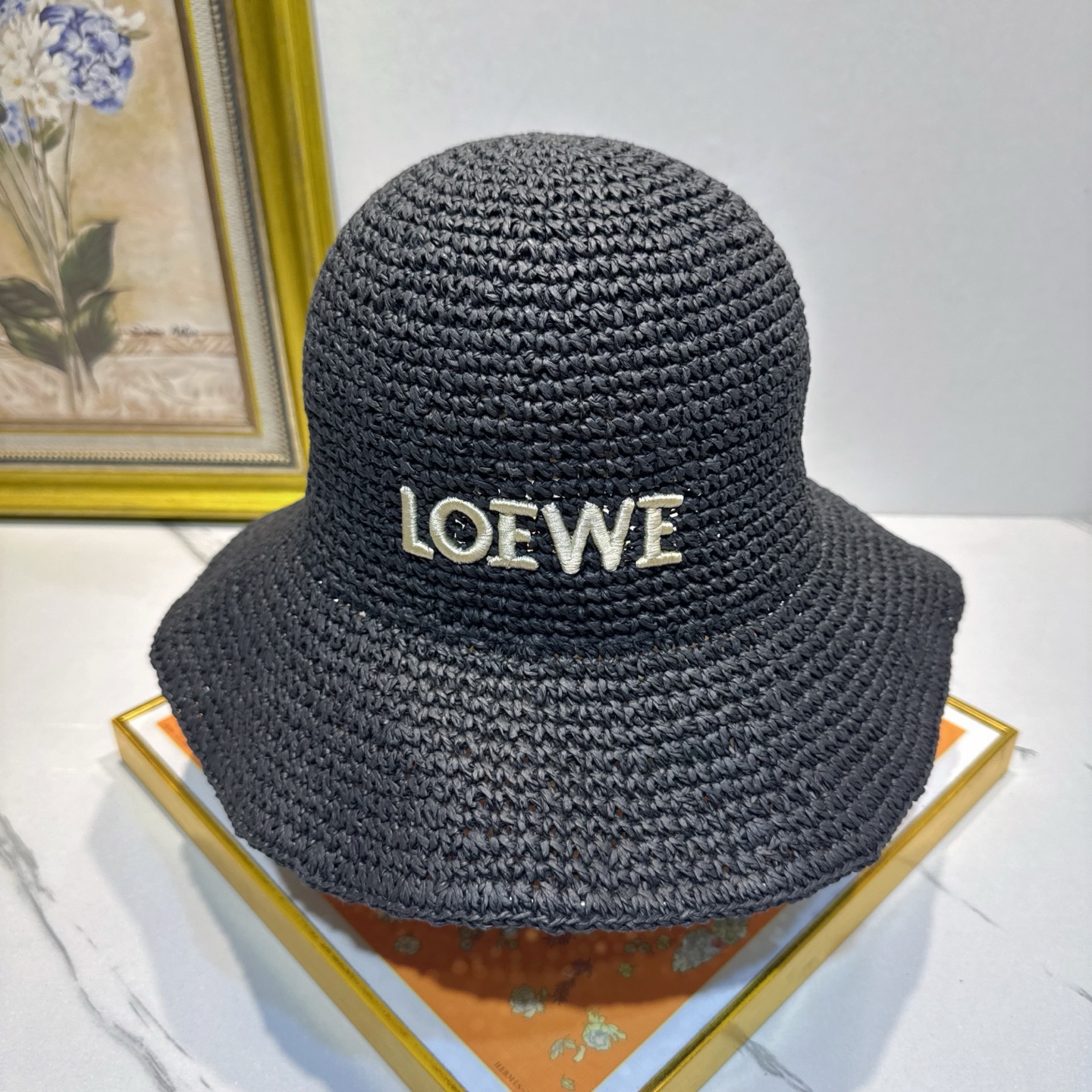 罗意威 新款LOEWE编织草帽，质感超好，外部线条定位标准，做工精细，简约大气低价走量！❤️❤️