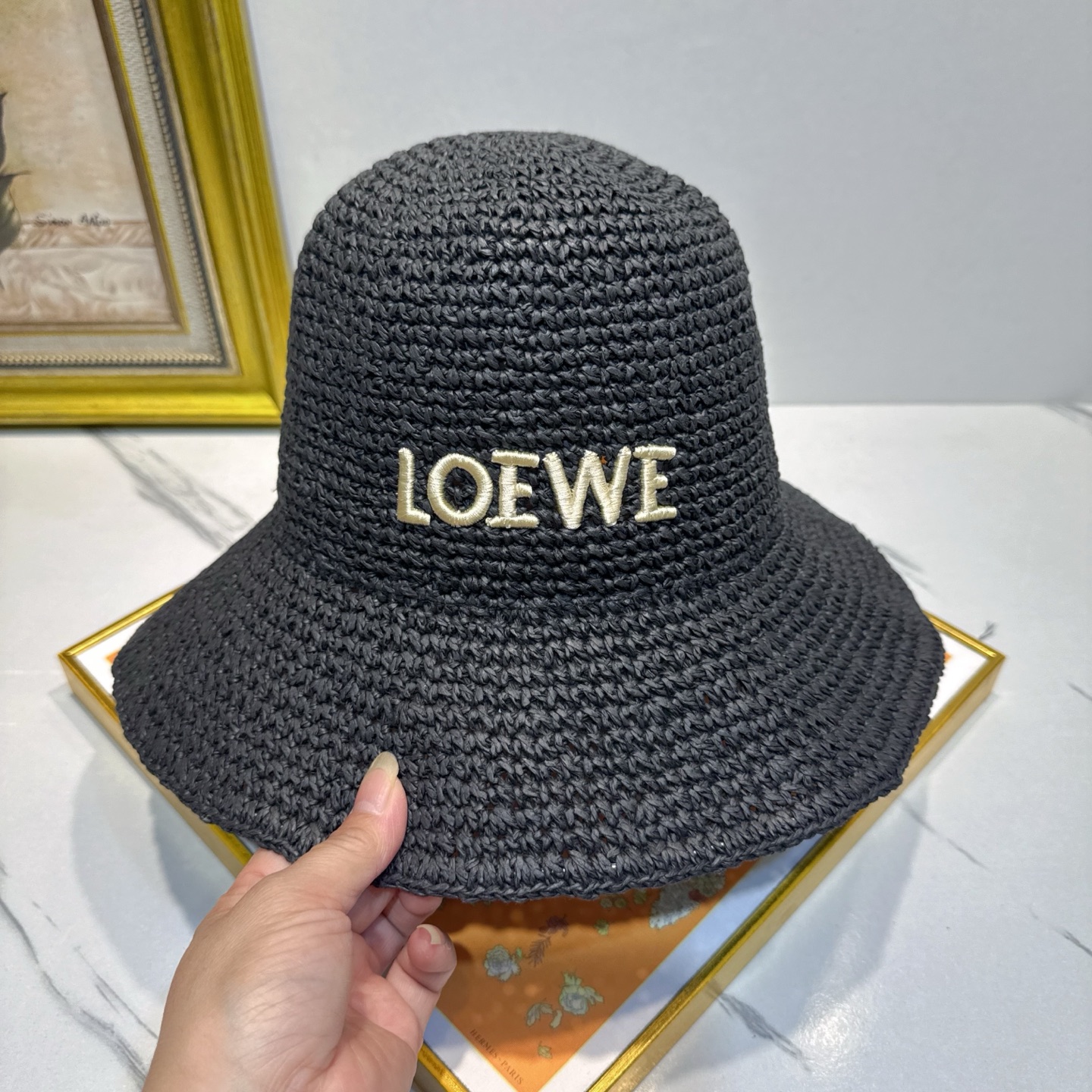 罗意威 新款LOEWE编织草帽，质感超好，外部线条定位标准，做工精细，简约大气低价走量！❤️❤️