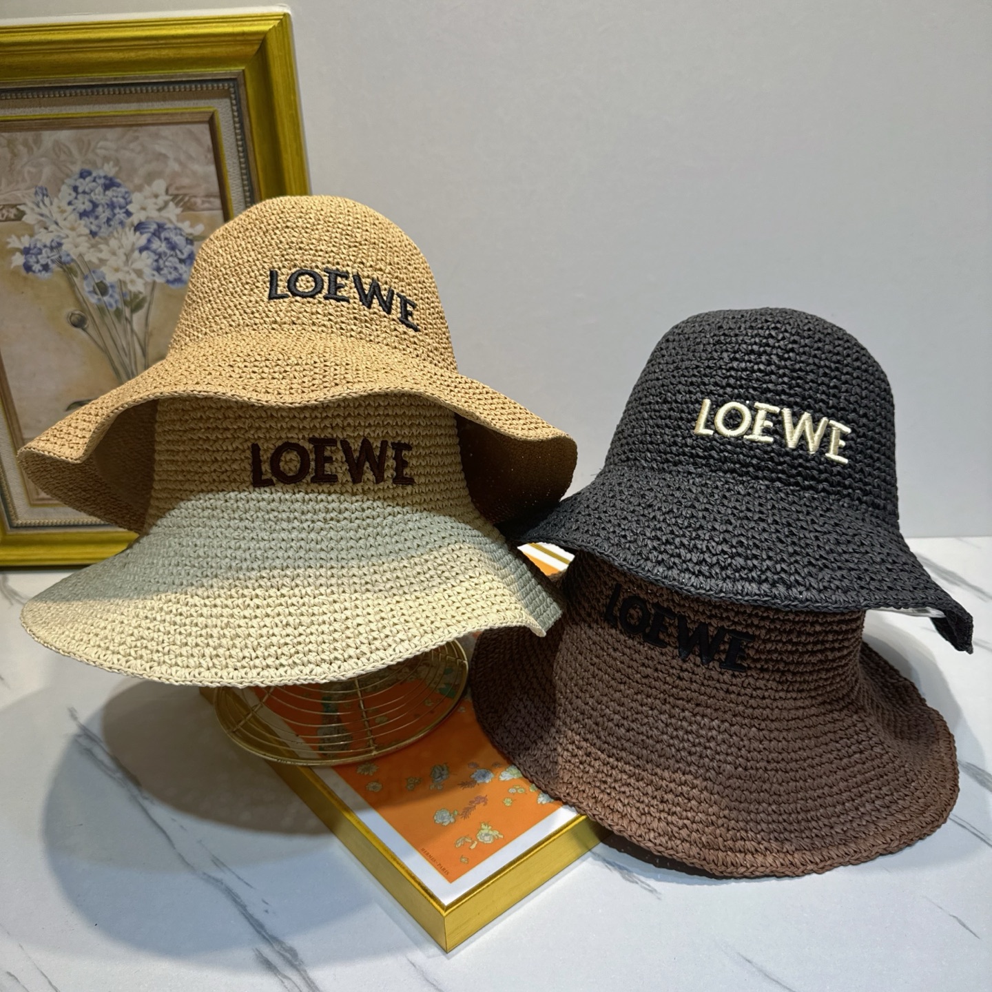 罗意威 新款LOEWE编织草帽，质感超好，外部线条定位标准，做工精细，简约大气低价走量！❤️❤️