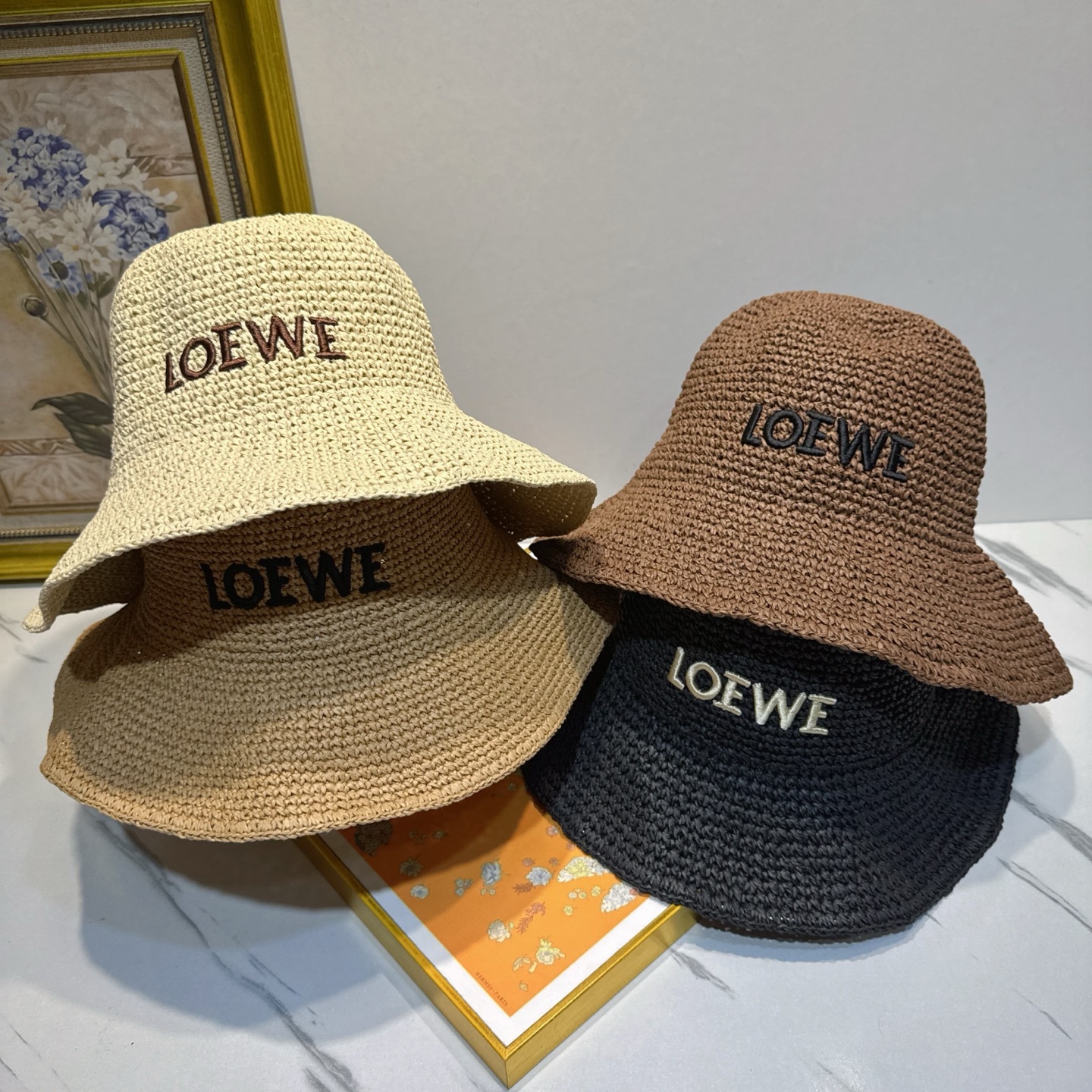 罗意威 新款LOEWE编织草帽，质感超好，外部线条定位标准，做工精细，简约大气低价走量！❤️❤️