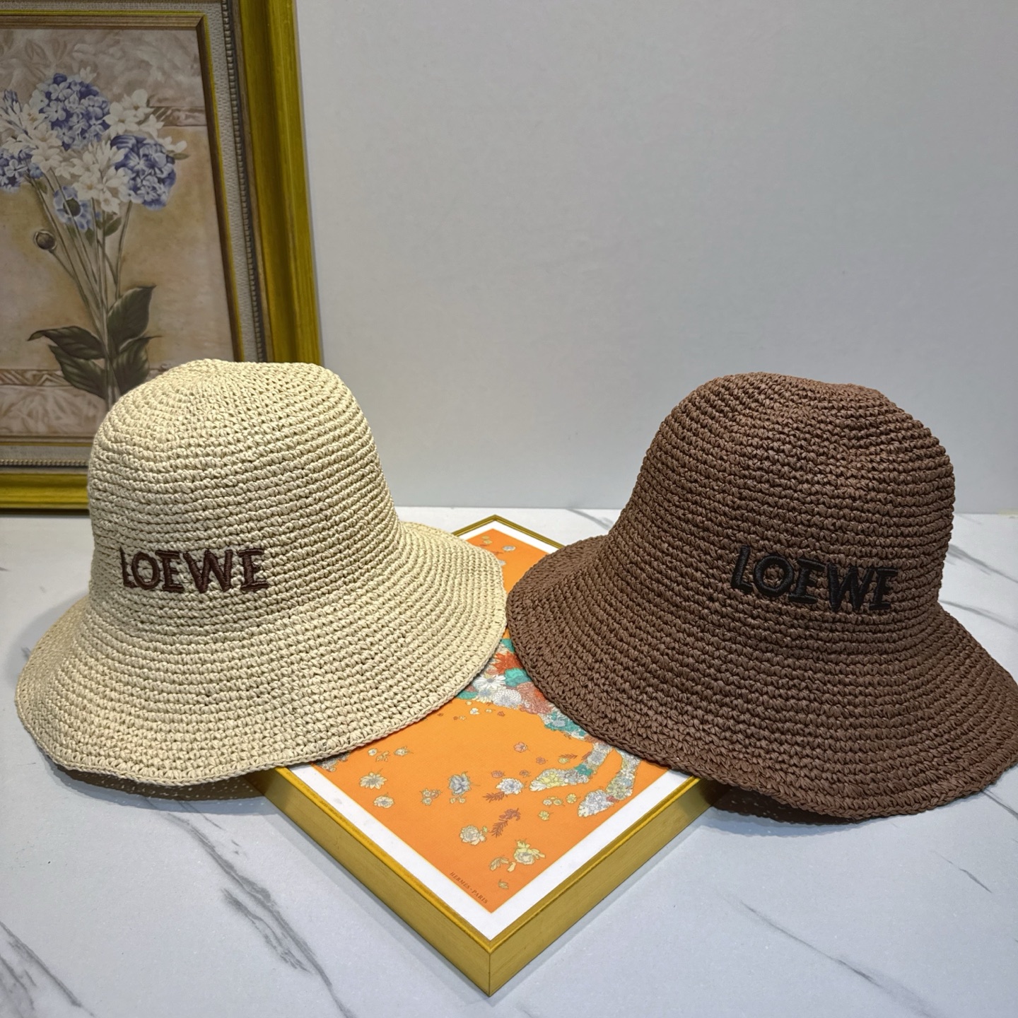 罗意威 新款LOEWE编织草帽，质感超好，外部线条定位标准，做工精细，简约大气低价走量！❤️❤️