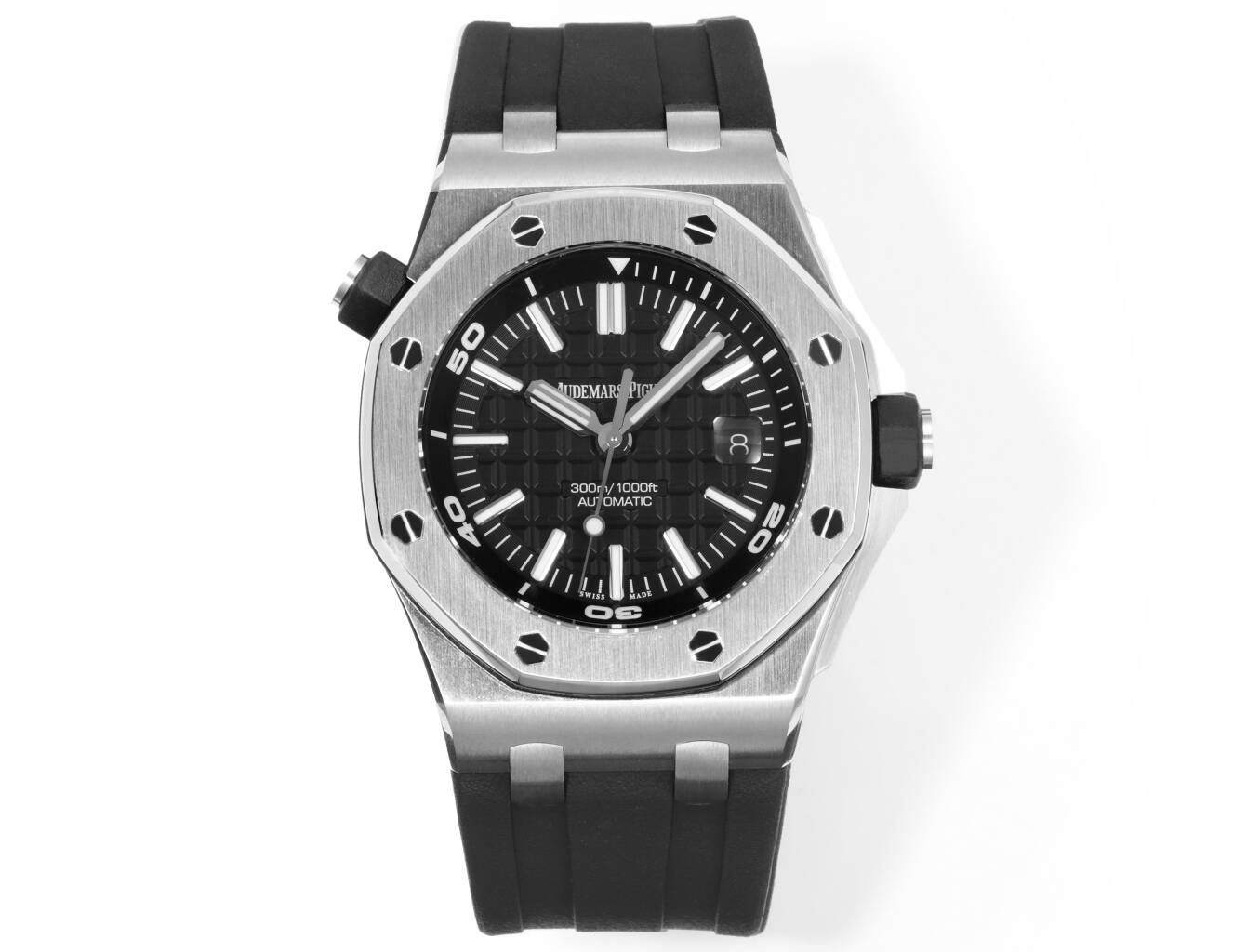 NO:765697,F1 Classic - Audemars Piguet AP RW5 Royal Oak Series 15710 King of Diving!  Integrated movement to create the strongest replica both internally and externally. 1. The case is polished multiple times to match the edges and corners so that the material feels consistent to the touch; 2. The most user-friendly removable head buffer area to ensure that it matches the original design; 3. The most three-dimensional and neat 'biscuit texture' on the disk is guaranteed to be exactly the same as the original. 4. The most durable luminous light and the most aligned internal scales hit the point. 5. The original and consistent assembly structure is used to achieve subtle consistency!  6. The hands closest to the original, with sharp and neat cut surfaces without burrs; 7. The closest to the original calendar magnifying glass, with the strongest transparency on the market; 8. The strongest sapphire mirror, transparent to the senses, and coated with anti-vertigo anti-reflection coating; The most important movement uses an integrated AP.CAL. movement, with stable functions, a power reserve of 41 hours consistent with the original, and the same appearance!  The King of Diving is back!  S1 exquisite recommended men’s mechanical watch, audemars19860909F1经典—— 爱彼 AP RW5 皇家橡树系列 15710潜水之王！一体机芯,打造内在外在最强复刻 1.表壳采用多次打磨,只为了棱角数据吻合,材质触摸感觉一致； 2最人性化的可松动头粒缓冲区域,确保吻合原装设计； 3最立体和最工整的盘面“饼干纹理”保证和正品一模一样 4.最持久的夜光和对的最齐的内应刻度,直击重点. 5采用原装一致的装配结构,做到细微一致！ 6最接近原装的指针,切面锋利整齐无毛刺； 7最接近原装日历放大镜,通透性市面最强； 8最强蓝宝镜面通透感官,并镀有防眩晕增透镀膜； 最最主要的机芯采用一体AP.CAL.机芯,功能稳定,动力储存原装一致的41小时,外观一致！潜水之王,重新归来！S1精致推荐男士机械腕表,,audemars,Watch