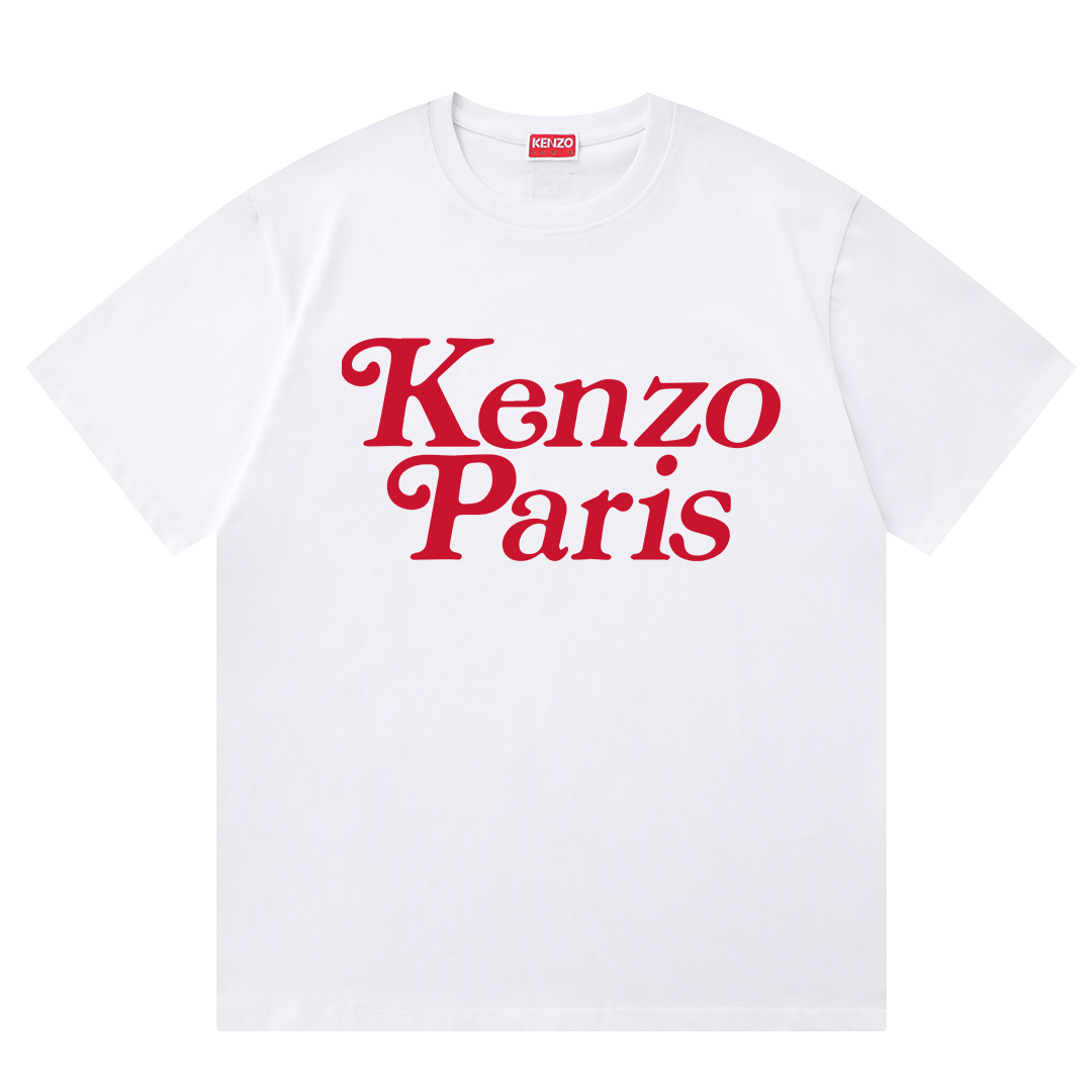 KENZO Clothing T-Shirt 7 Star Quality Designer Replica
 Red White Printing Unisex Cotton Double Yarn Short Sleeve