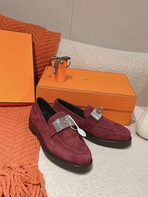 Hermes Kelly Shoes Loafers Chamois Genuine Leather Fashion