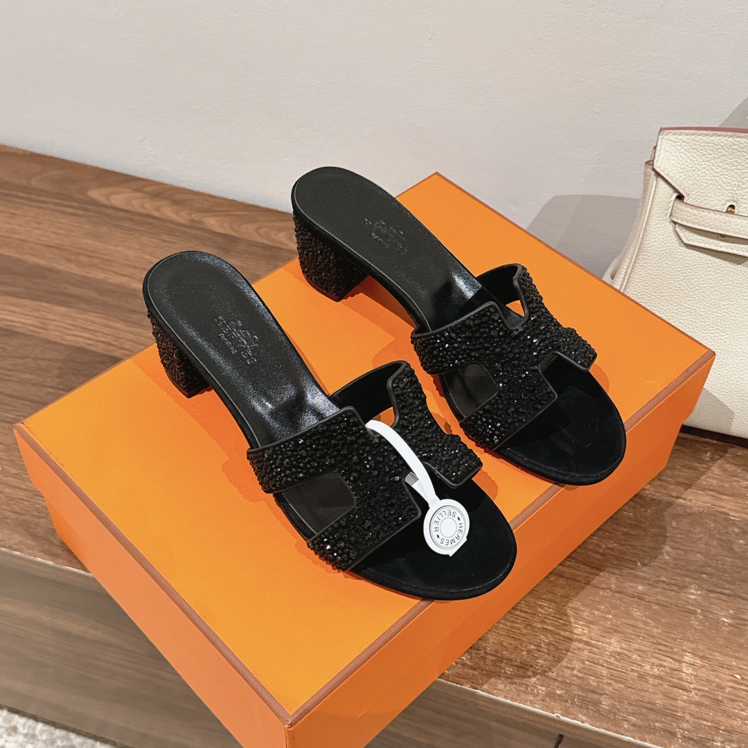 Hermes Oasis Heeled Sandals Embellished, Designer H-Cut Out Mule Slides 6 i1723667572 2881 3