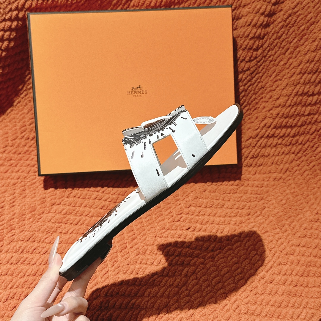 Hermes Oran Sandals: 3D Print H Design, Comfortable Velvet & Leather 7 i1742986235 3239 4