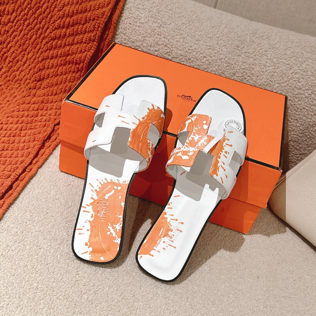 Hermes Oran Sandal - 3D Print Designer Slide with Silk Scarf Accent 1 Hermes Oran Sandal - 3D Print Designer Slide with Silk Scarf Accent