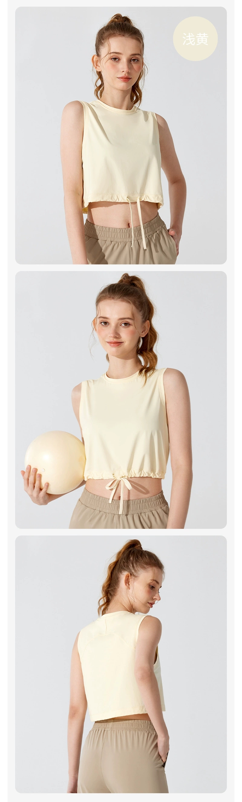 Lululemon tank studio light yellow pale pink yoga