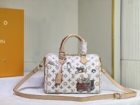 Louis Vuitton LV Speedy Tassen handtassen Wit Afdrukken Koeienhuid M40390