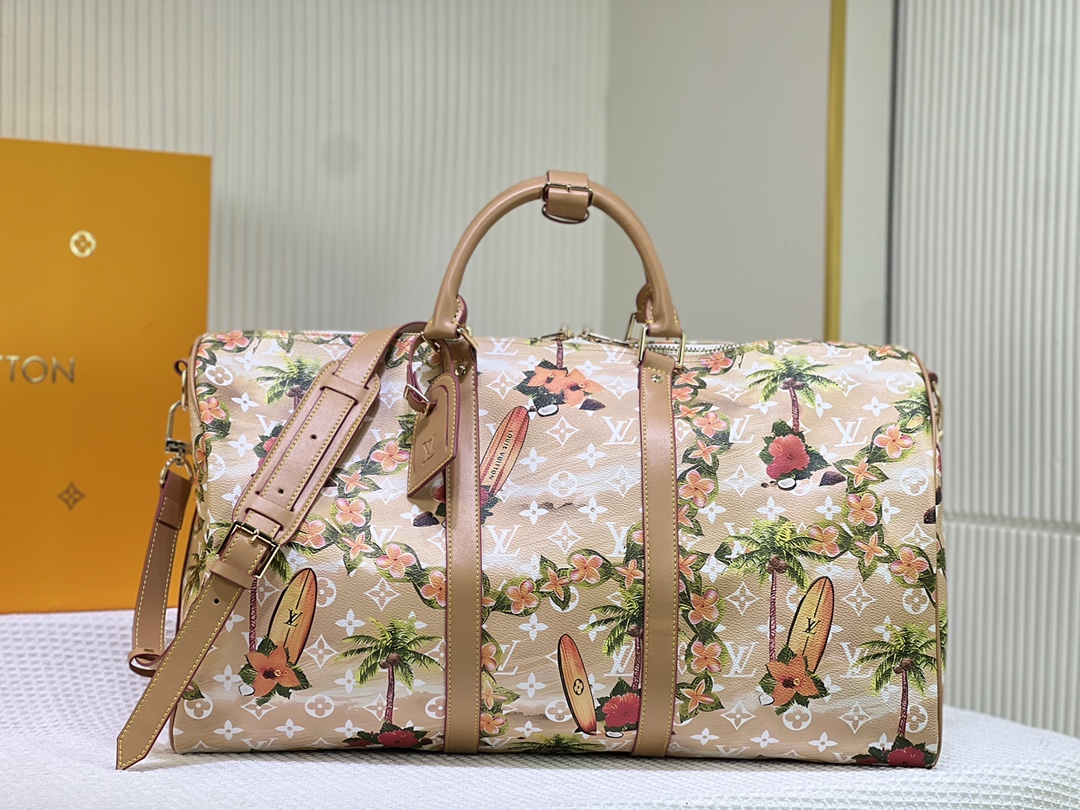 Louis Vuitton LV Keepall Travel Bags Canvas Cowhide Vintage M25002