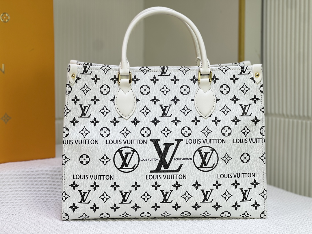 website to buy replica
 Louis Vuitton LV Onthego Bags Handbags Apricot Color Black Brown White Cowhide M46542