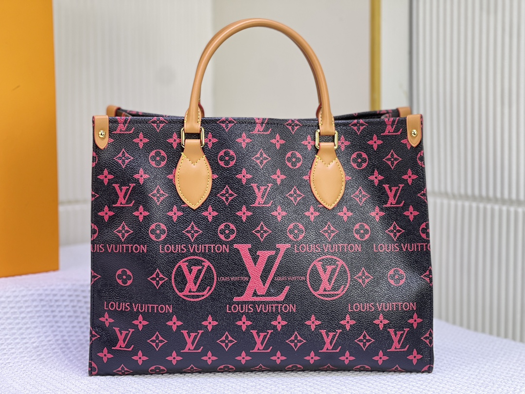 New
 Louis Vuitton LV Onthego Bags Handbags Apricot Color Black Brown White Cowhide M46542