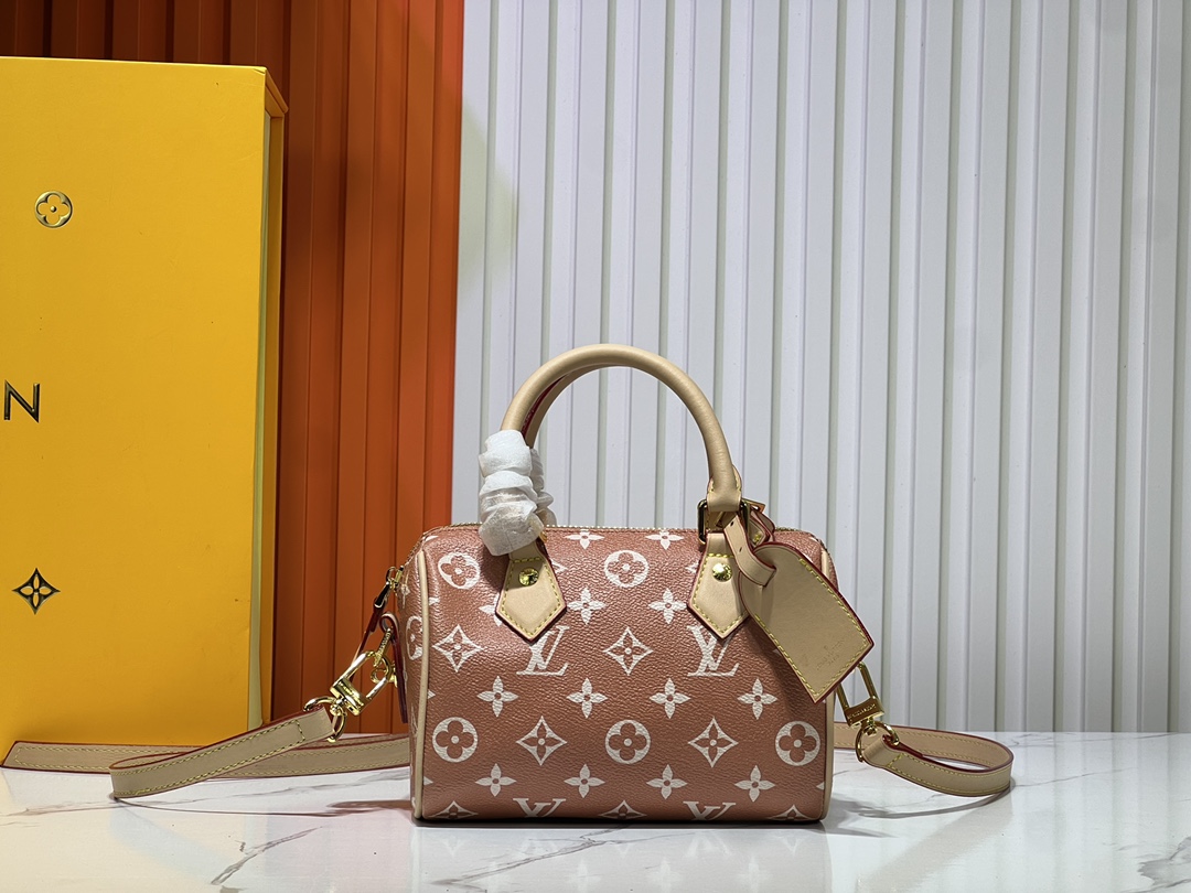 Louis Vuitton LV Speedy Tassen handtassen Afdrukken Canvas Koeienhuid Schapenvacht Mini M24419