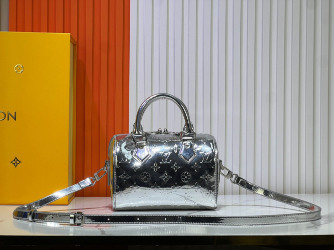 Louis Vuitton Speedy Bandoulière 20 حقيبة يد فضية بنقشة Monogram Miroir 1 Louis Vuitton Speedy Bandoulière 20 حقيبة يد فضية بنقشة Monogram Miroir