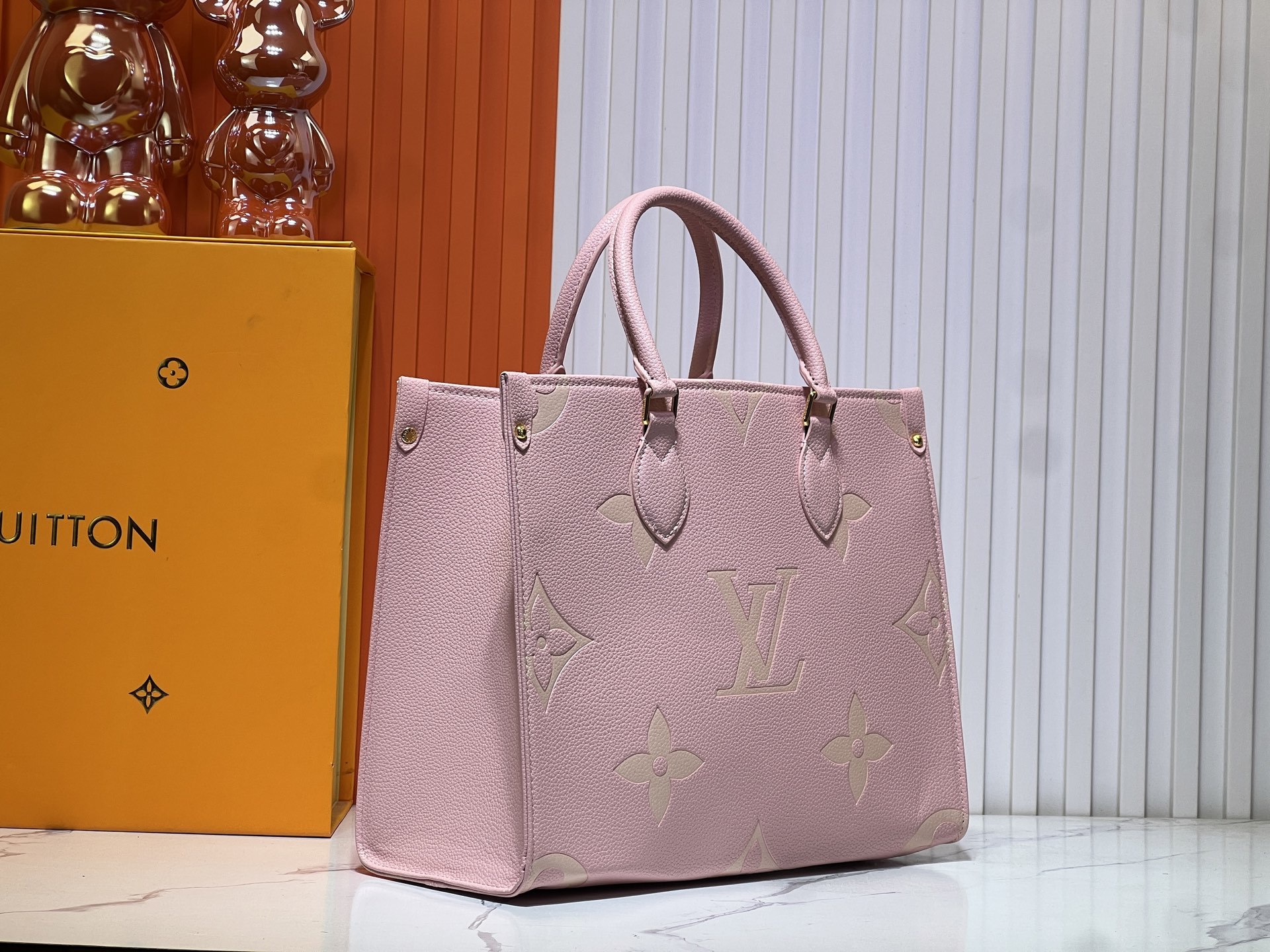 升级原版 M45321粉色丝印ONTHEGO 中号手袋M45494杏印45495黑印45496白印459