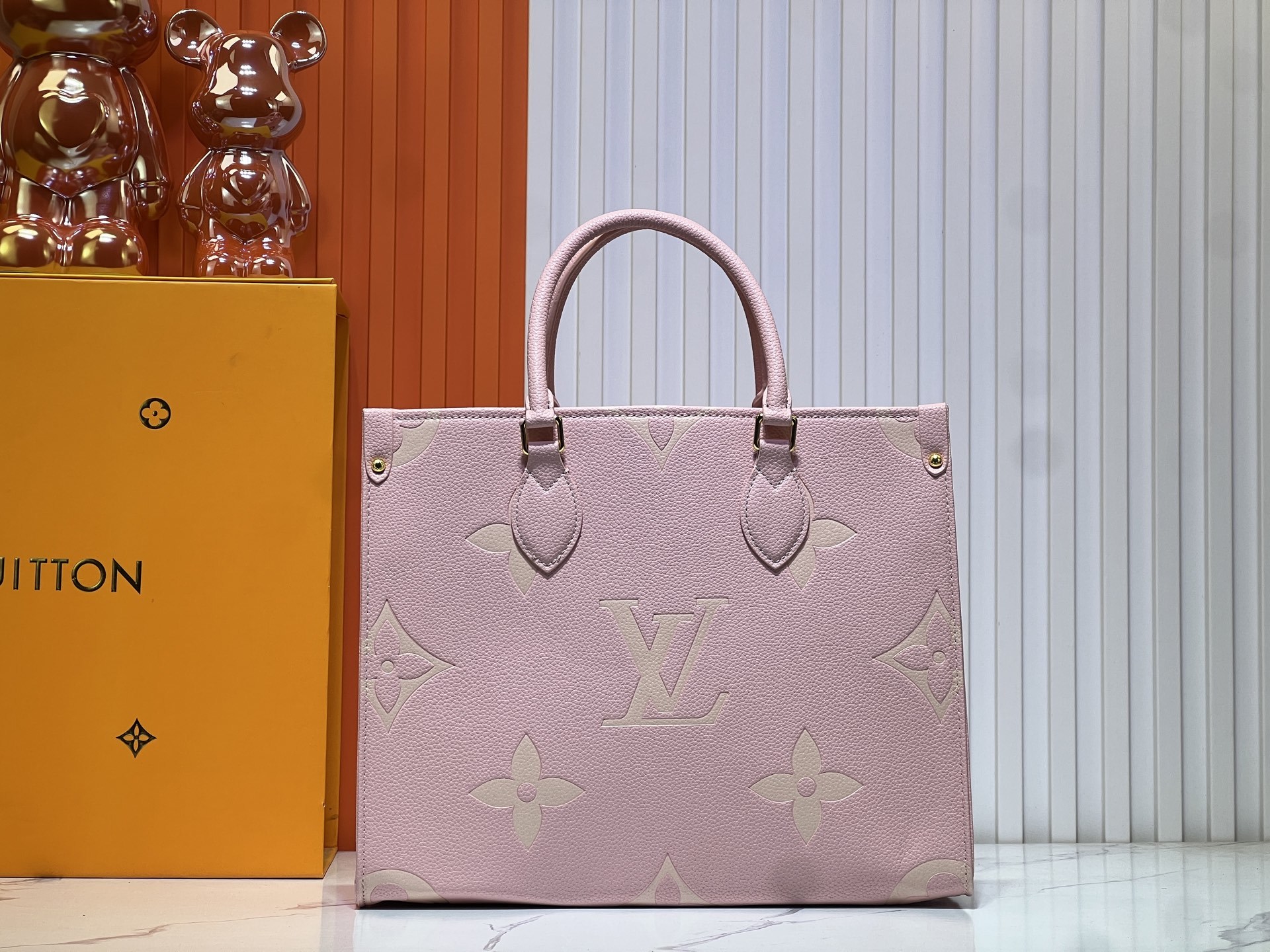升级原版 M45321粉色丝印ONTHEGO 中号手袋M45494杏印45495黑印45496白印459