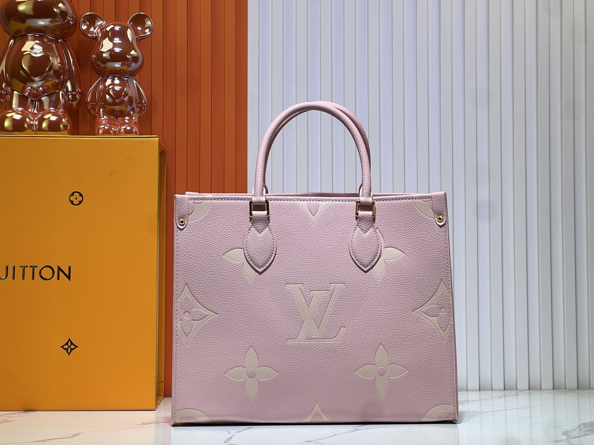 升级原版 M45321粉色丝印ONTHEGO 中号手袋M45494杏印45495黑印45496白印459