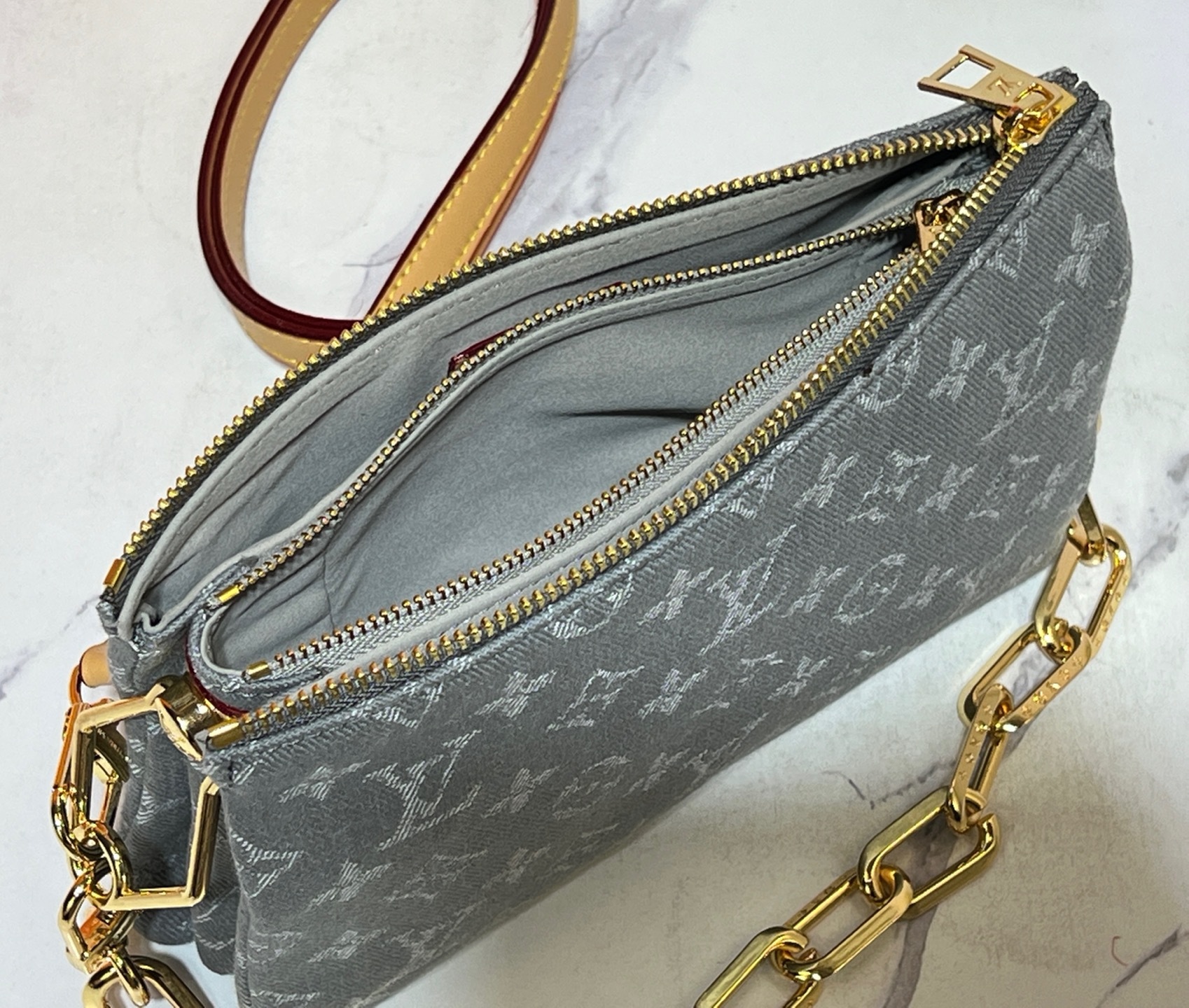 M59598 M11401 灰色牛仔 粉色牛仔 浅蓝色牛仔 本款 Coussin BB 手袋将 Mono