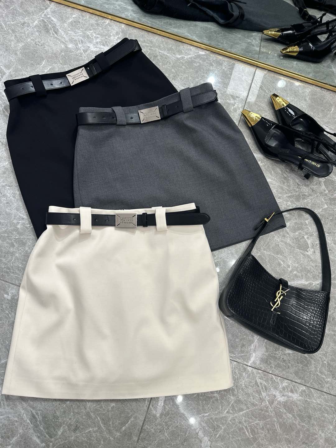 High Quality Women’s Clothes: Belted Skirts with Safety Pants, Polyester Fabric, 3 Colors - 图片 8