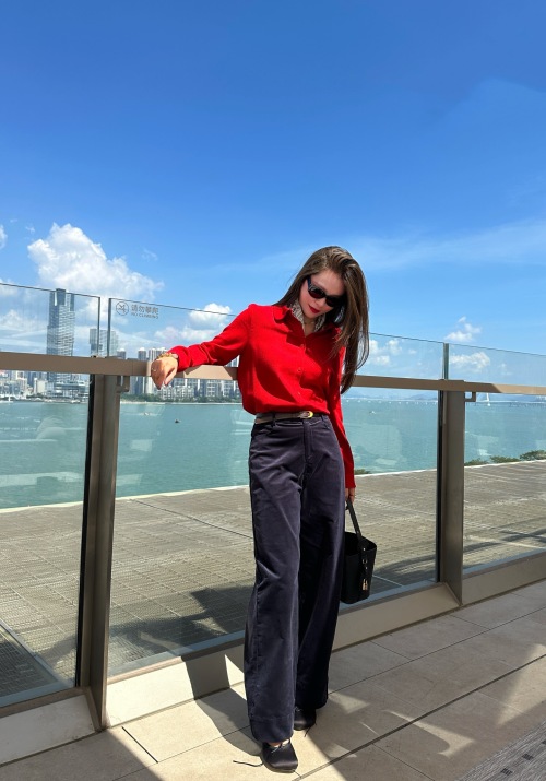 Corduroy High Waisted Straight Leg Pants with Belt, Fall/Winter Collection 1 Corduroy High Waisted Straight Leg Pants with Belt, Fall/Winter Collection
