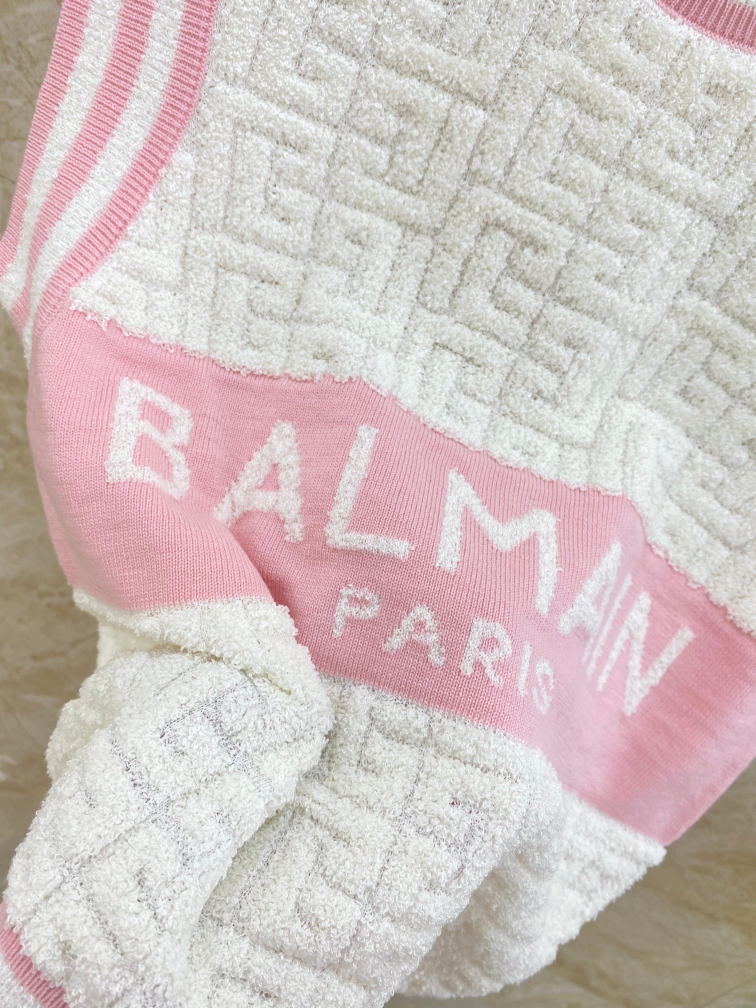 Balmai*/巴尔*新款交织字母网眼针织背心粉色SML