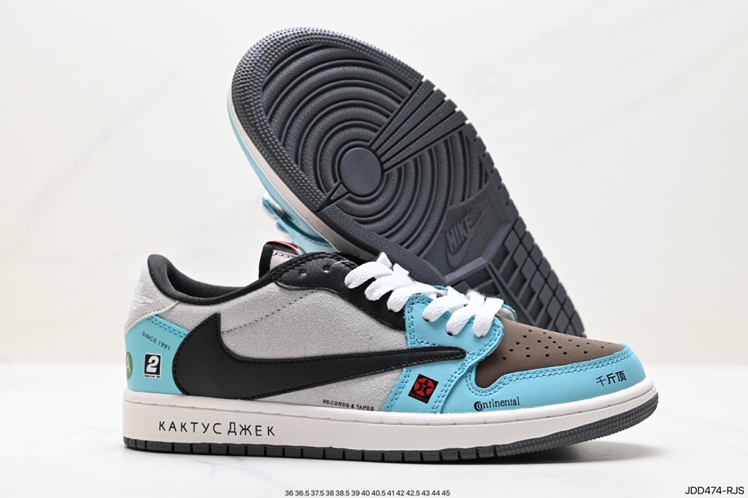 fragment design x Travis Scott x Nike Air Jordan 1 Low OG SP ”Black/Green Toe” AJ1 Jordan basketball shoes FZ3124-200