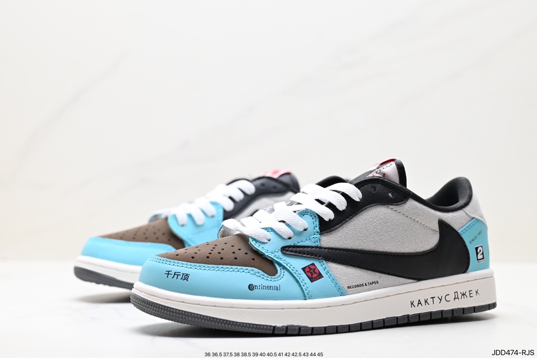 120 fragment design x Travis Scott x Nike Air Jordan 1 Low OG SP"Black/Green Toe"AJ1乔丹篮球鞋 FZ3124-200