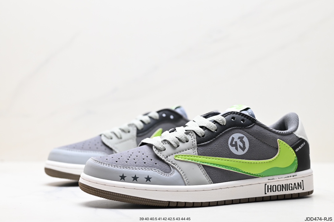 fragment design x Travis Scott x Nike Air Jordan 1 Low OG SP ”Black/Green Toe” AJ1 Jordan 1 basketball shoes FZ3124-200