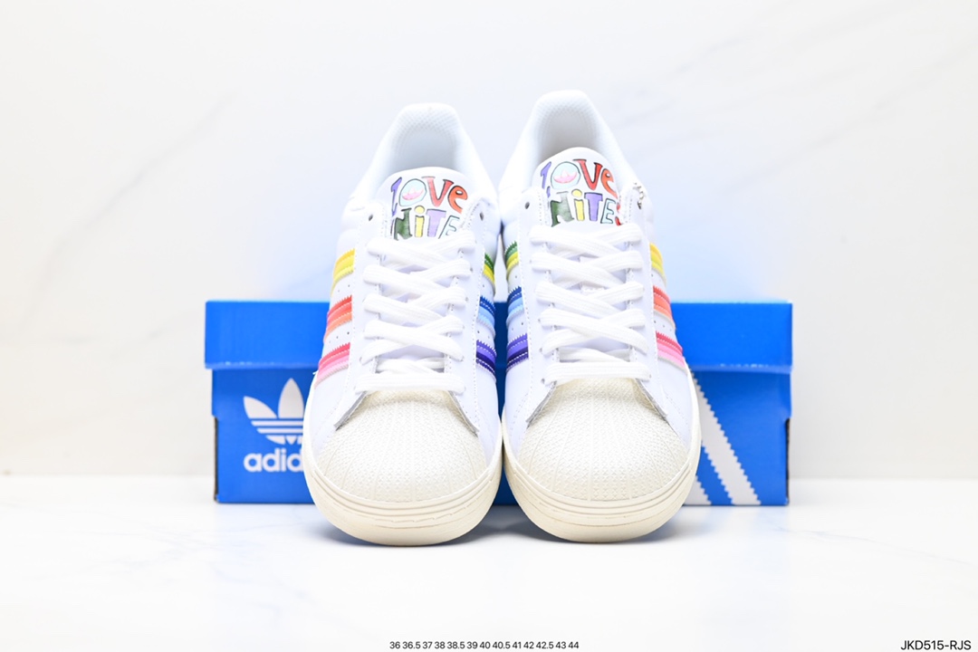 160 阿迪达斯Adidas三叶草 Originals Superstar Pride RM贝壳头系列低帮板鞋 GW2415