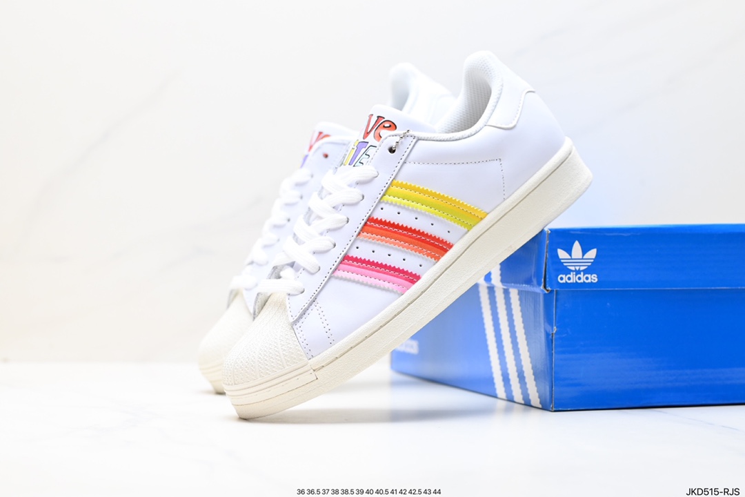 160 阿迪达斯Adidas三叶草 Originals Superstar Pride RM贝壳头系列低帮板鞋 GW2415