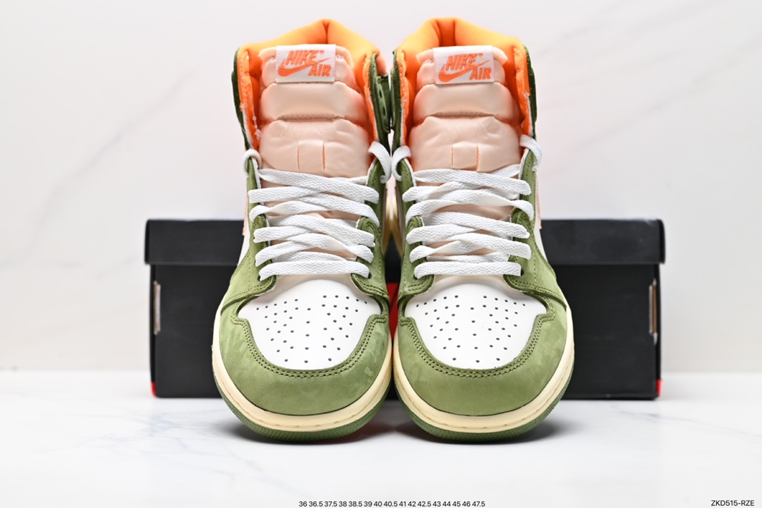 Air Jordan 1 Retro ” Celadon ” White Green Orange Toe FB99343
