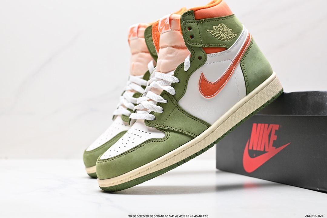 Air Jordan 1 Retro ” Celadon ” White Green Orange Toe FB99343