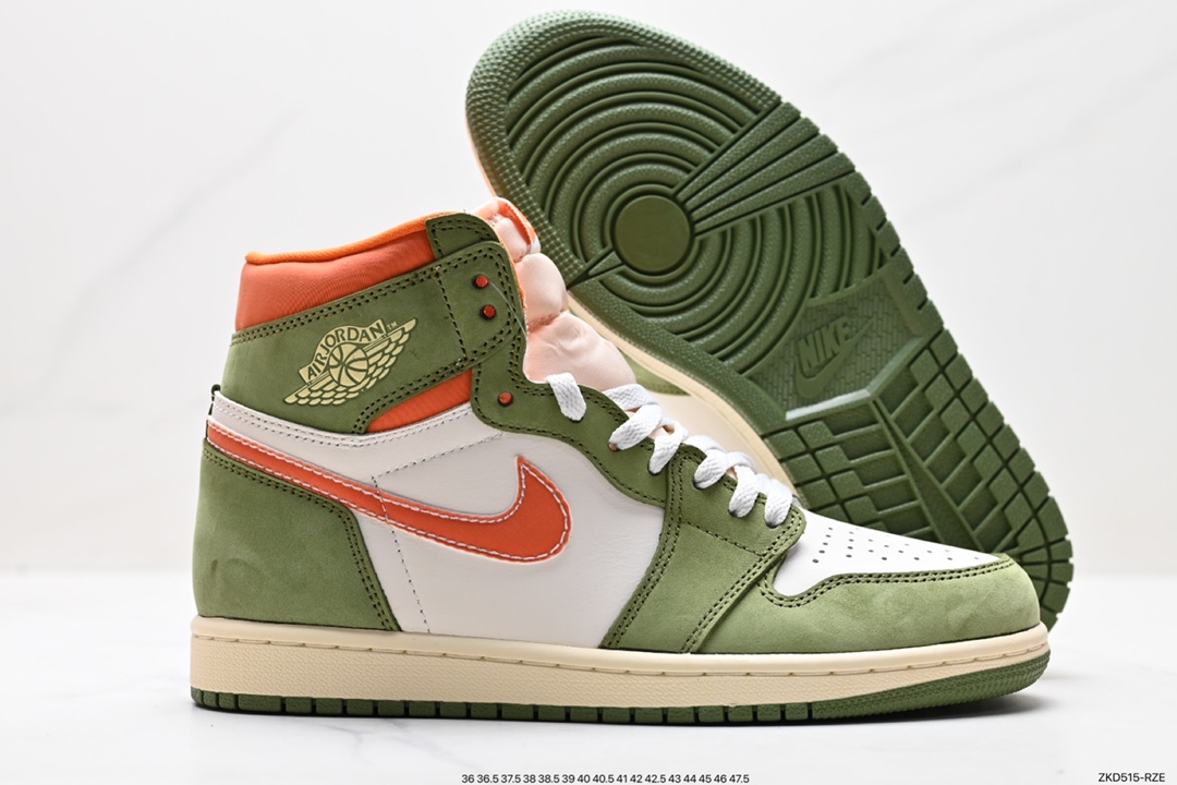 Air Jordan 1 Retro ” Celadon ” White Green Orange Toe FB99343