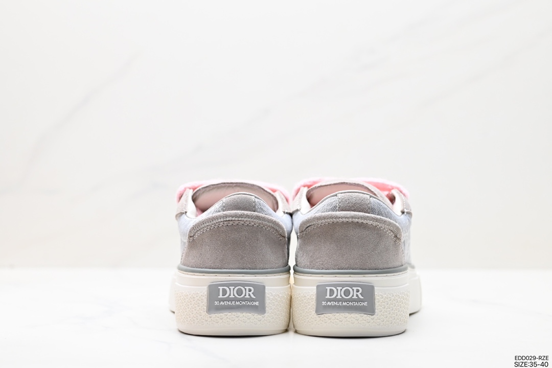 DIOR Dior B33 Sports Shoes Brown and Cream White Blossom Fabric with Brown High Simply Velvet Poor Powder Upper